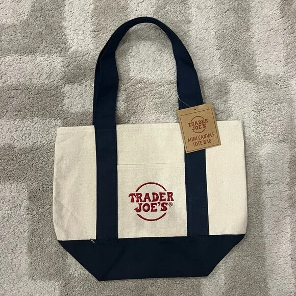 Trader Joe's Mini Tote Bag - Blue - New with Tag - Picture 1 of 1